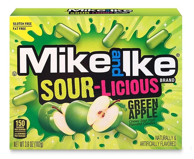 Mike and Ike Sour-Licious Green Apple Candy​