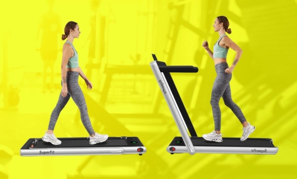 Goplus Folding Treadmill Saves Space & Allows You to Jog at Home