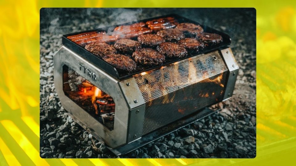 Pyro Camp Fire Pit Lets You Grill Foods with Wood or Charcoal and Converts Into a Fire Pit
