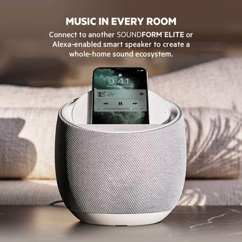 Belkin SoundForm Elite is a Wireless Charger and Bluetooth Speaker with