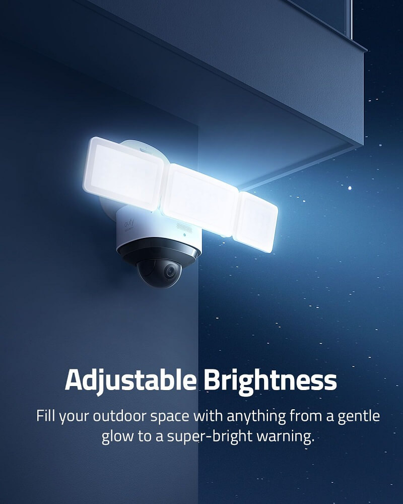 Eufy Floodlight Cam 2 Pro has a 360 Degree Pan and Tilt with 2K Full HD