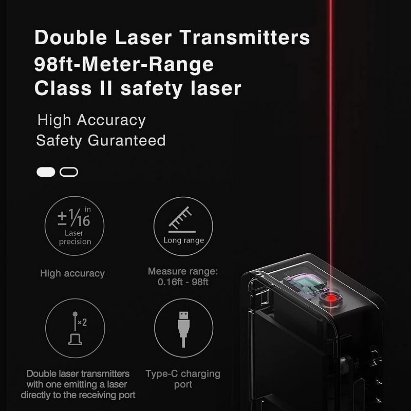 HOTO Laser Measurement Tool Measures up to 98ft with Extreme Accuracy