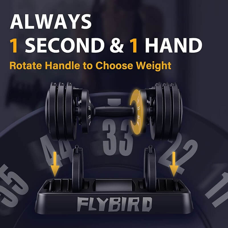 Flybird Adjustable Dumbbell Changes Weight Fast and Saves Space in Your Home Gym
