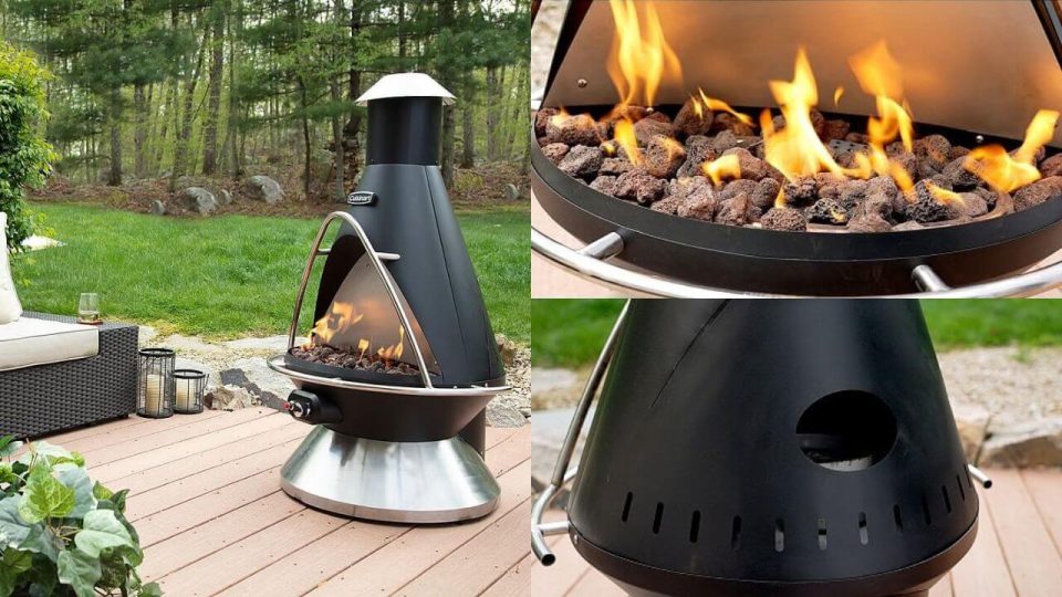 Cuisinart Chimenea Propane Fire Pit Uses Lava Rocks to Trap and Disperse Heat