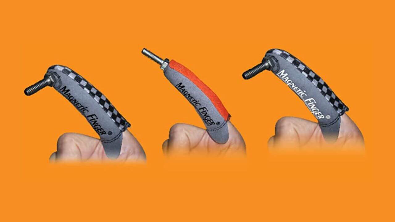 Magnetic Finger Glove Retrieval Tool Picks up Metal Object in Tight Spaces