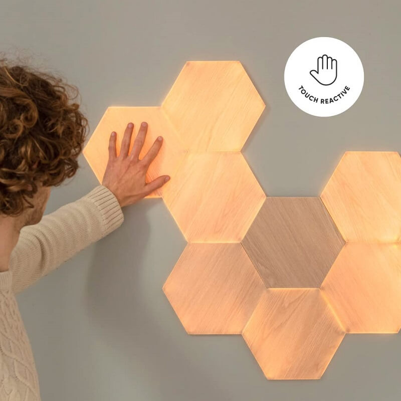 Nanoleaf Wood Hexagon Starter Kit is a Nature Inspired Glowing Piece of Art