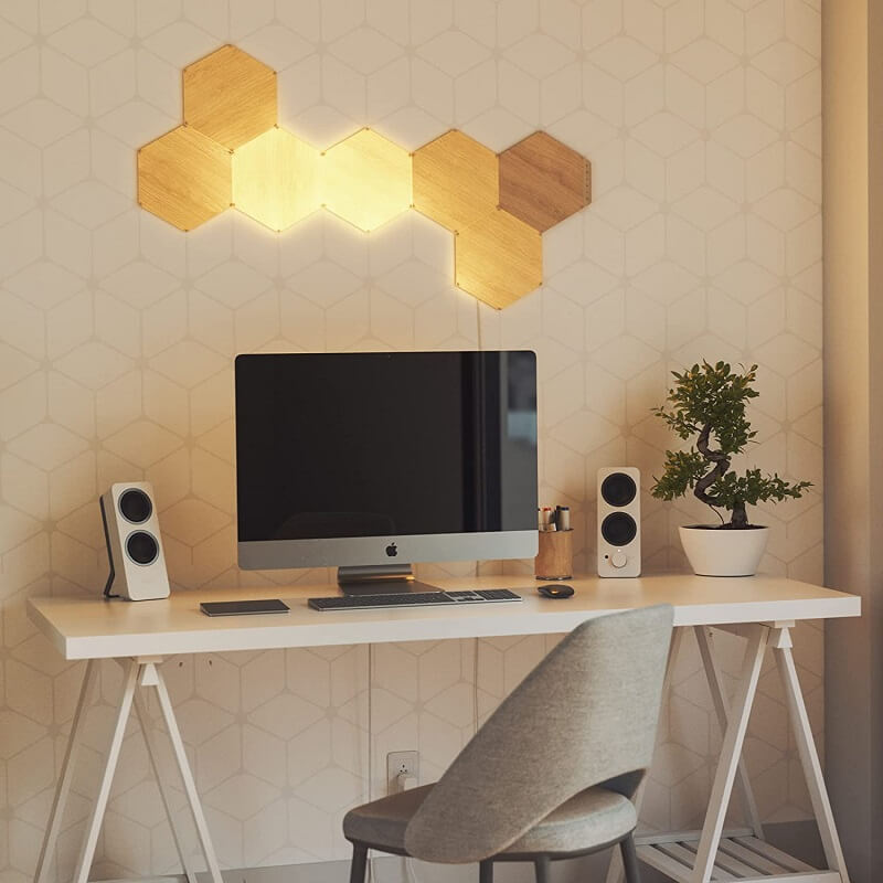 Nanoleaf Wood Hexagon Starter Kit is a Nature Inspired Glowing Piece of Art