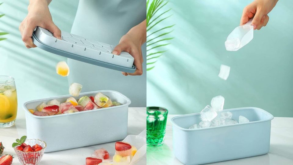 Atopov Ice Cube Tray Has Easy-Release Silicone Bottoms, Ice Container and Clear Top