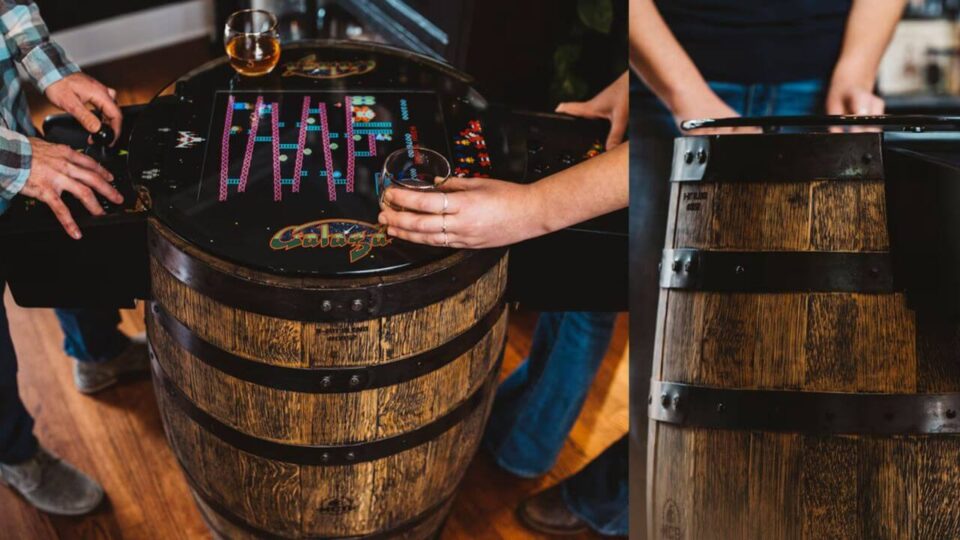 Enjoy Barrels of Fun with this Handcrafted Whiskey Barrel Game System