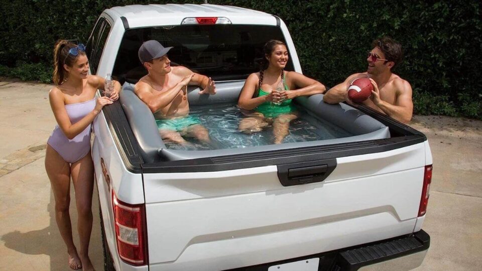 Gard Summer Waves Inflatable Truck Bed Pool Turns Your Truck into a Portable Pool Oasis