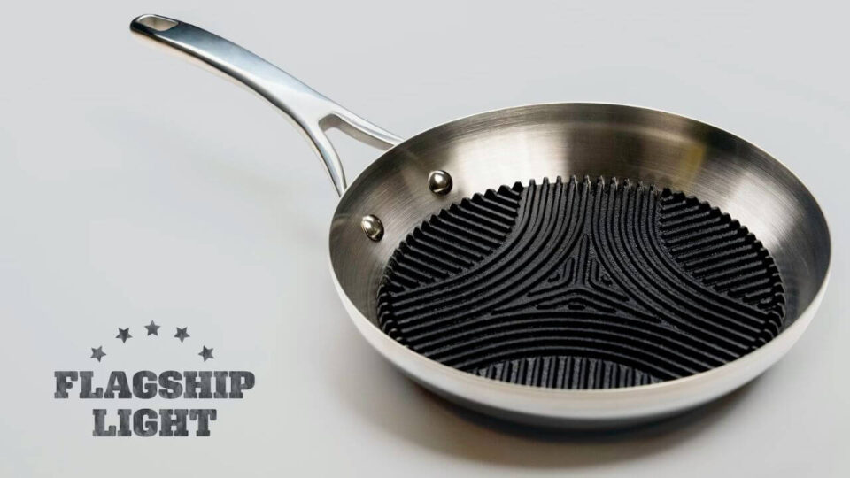 Flagship Light Cast Iron Grill Disc Converts a Frying Pan into a Cast Iron Grill