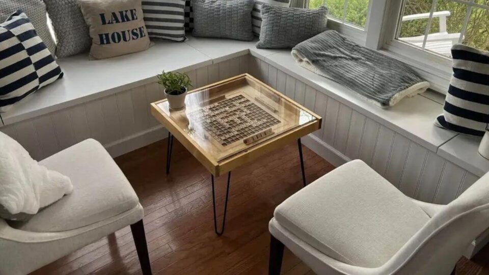 Scrabble Coffee Table with Removable Glass Top