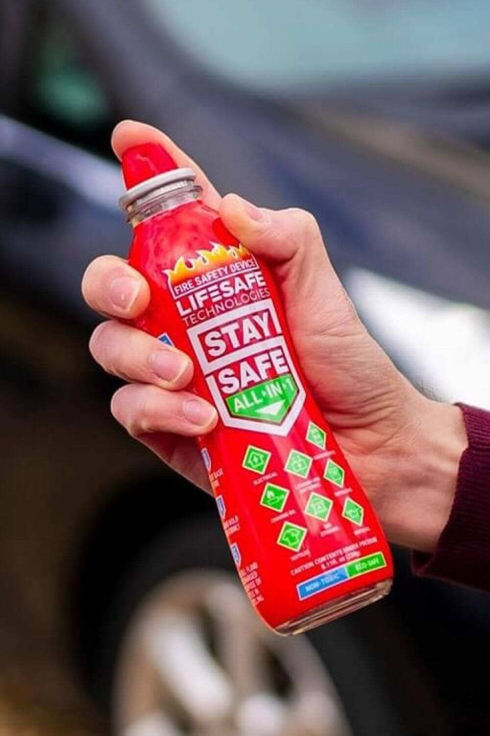 StaySafe All-in-One Compact Fire Extinguisher Eliminates Fires in Seconds