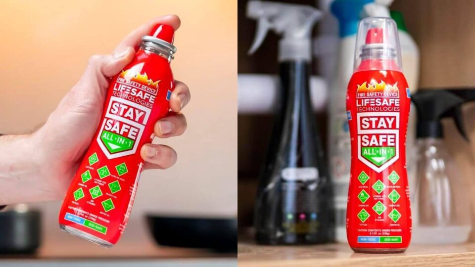 StaySafe All-in-One Compact Fire Extinguisher Eliminates Fires in Seconds