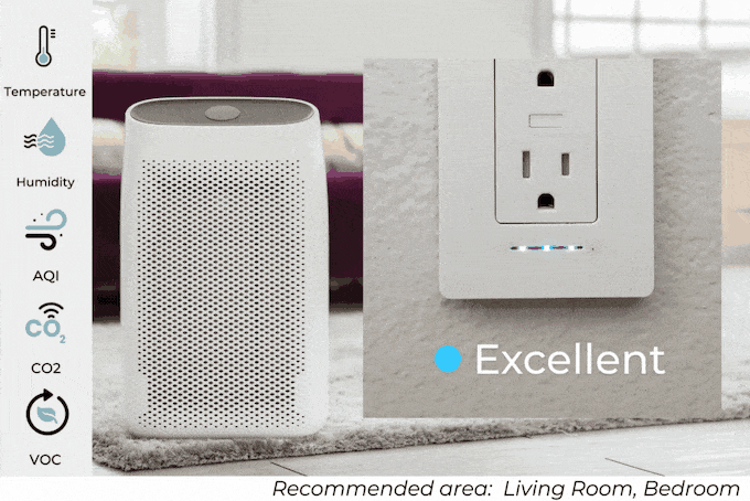 InvisOutlet In-wall Smart Outlet is a Motion, Air Quality, Temperature, Humidity Sensor and more All in One