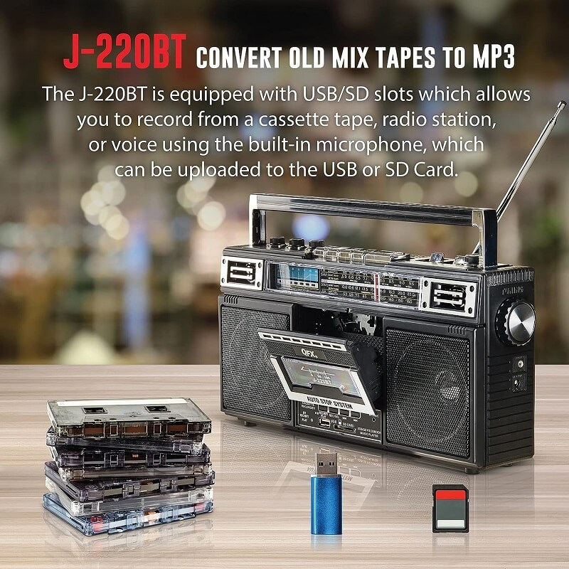 QFX Retro Boombox Converts Old Cassette Tapes into MP3s