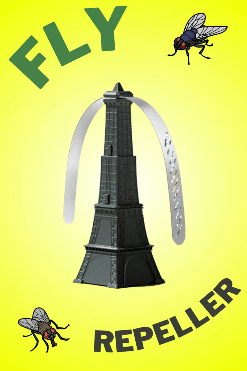 Eiffel Tower Retractable Fly Fan Repellent Keeps Flies and Bugs Off Your Food