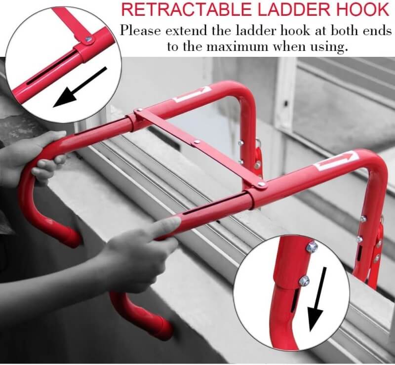 Hausse 2-Story Fire Escape Ladder Hooks to Window Frame in an Emergency
