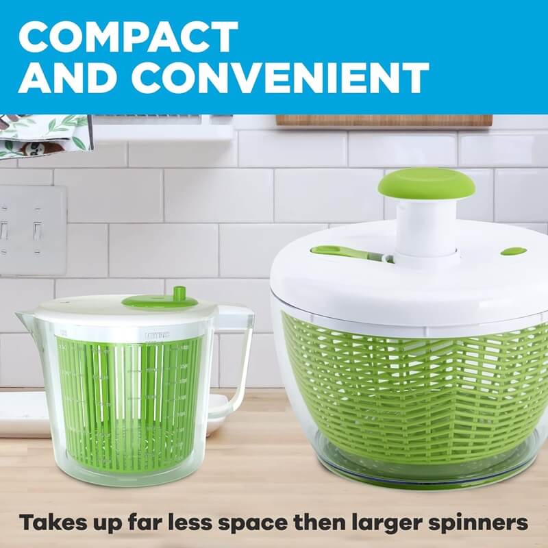 Cooler Kitchen Mini Salad Spinner is Compact and Perfect for Portion Control