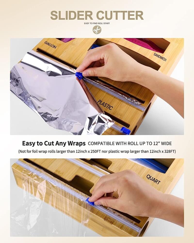 Orikithem Foil, Plastic Wrap, Ziplock Bag Kitchen Organizer for Clutter Free Drawers