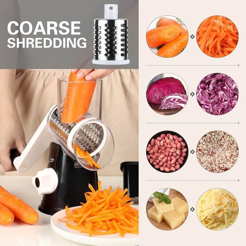 Cambom Rotary Cheese Grater Slices and Shreds Vegetables, Nuts & More
