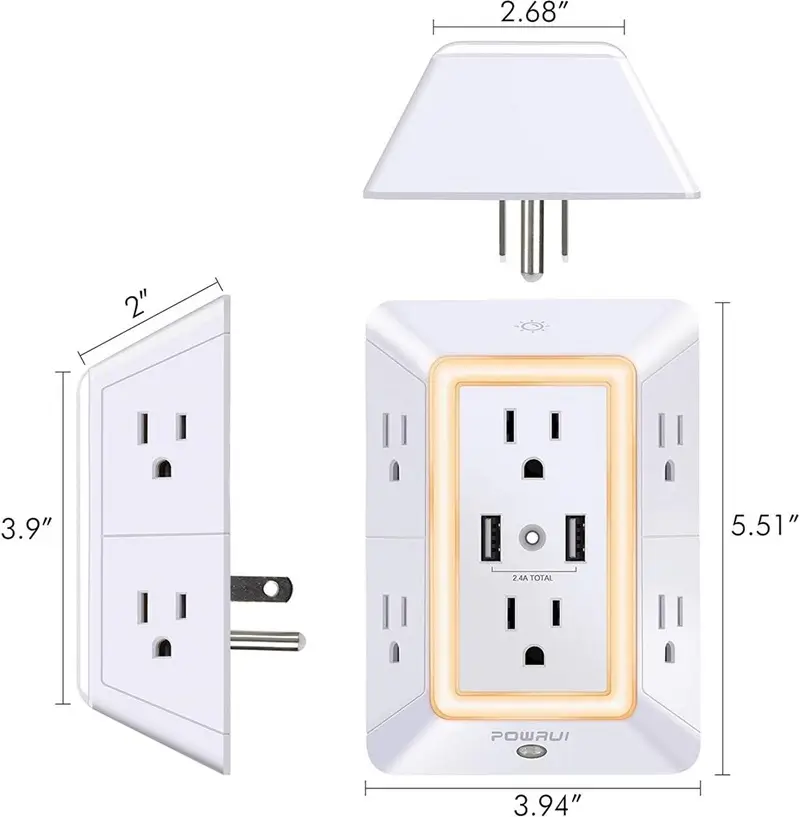 Powrui USB Wall Charger Maximizes Your Outlet Space with Surge Protection