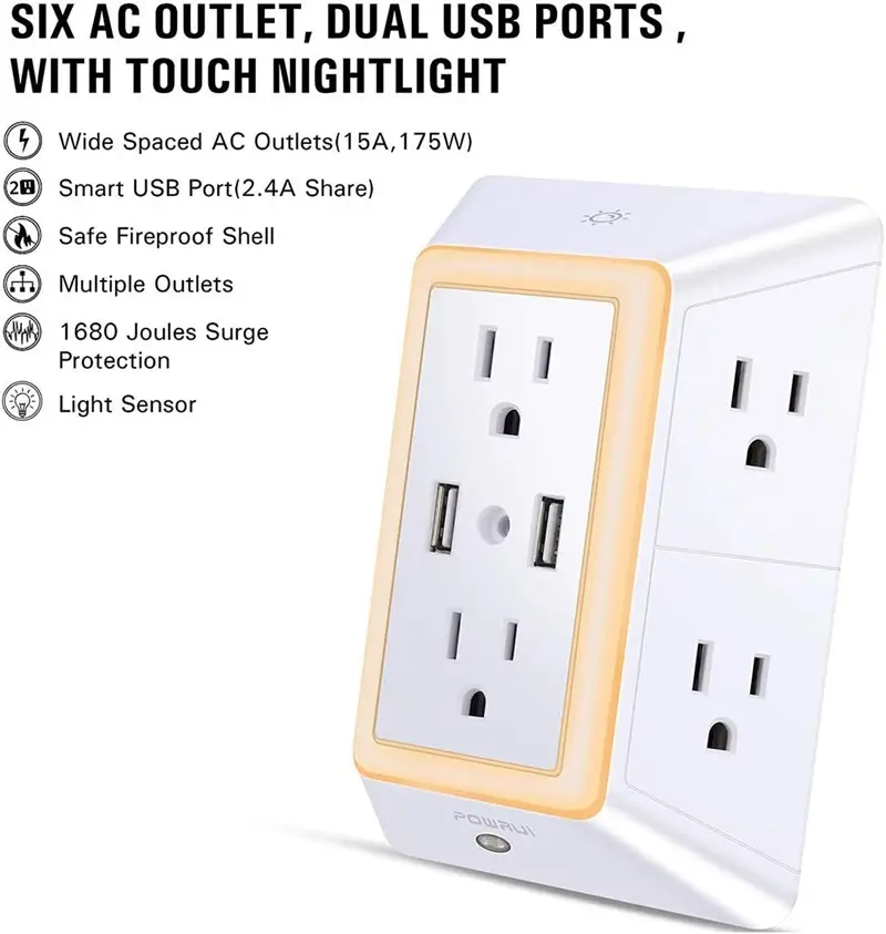 Powrui USB Wall Charger Maximizes Your Outlet Space with Surge Protection