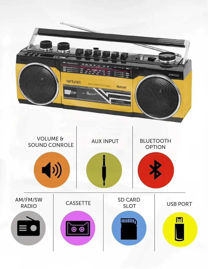 Riptunes Cassette Player Boombox Combines the Best of Classic and Modern Music Experience
