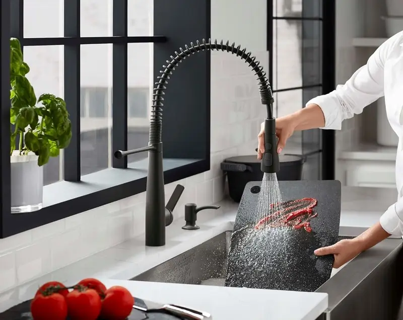 Kohler Semi-Professional Faucet is an Elegant Kitchen Sink Faucet with Touch Button Sprayhead and Soap Dispenser