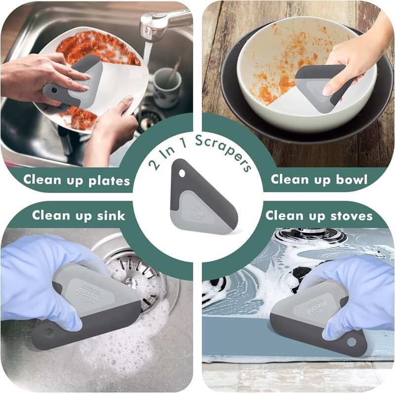 Matscover 2-in-1 Food Scraper Safely Cleans Pots, Pans, and other Dishes