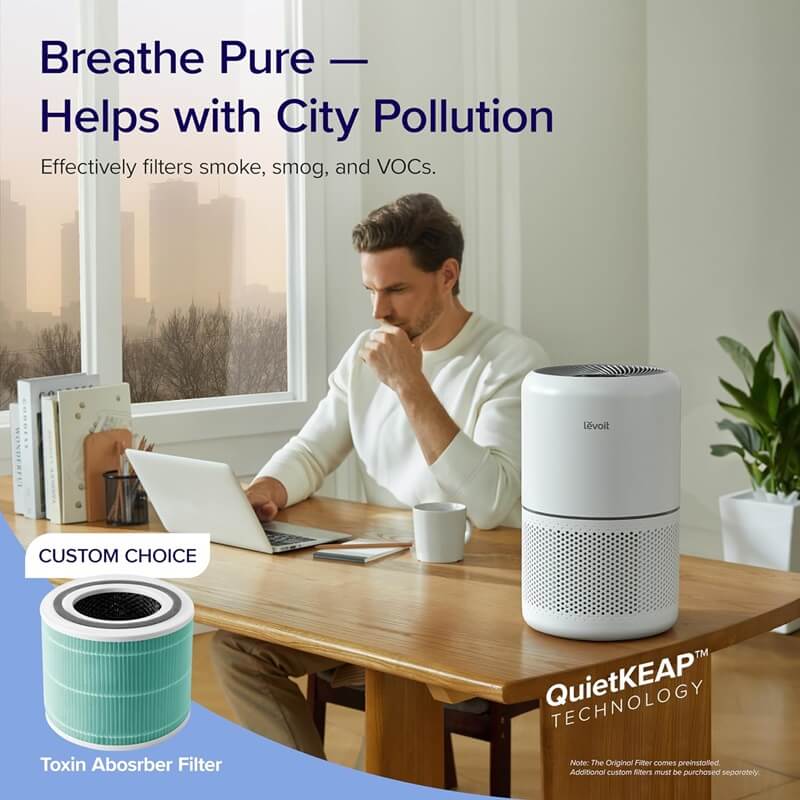 LEVOIT Core 300 is a Compact Air Purifier that Cleans the Air of Fine Dust, Pollen, Smoke Particles, Odor & More