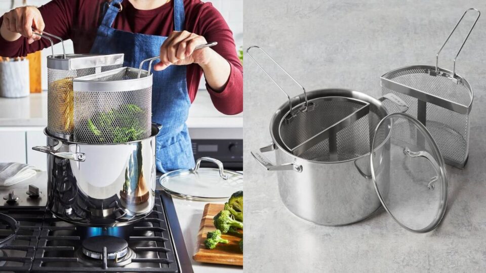 Henckels Dual Colander Pot Allows You to Cook Multiple Items at One Time