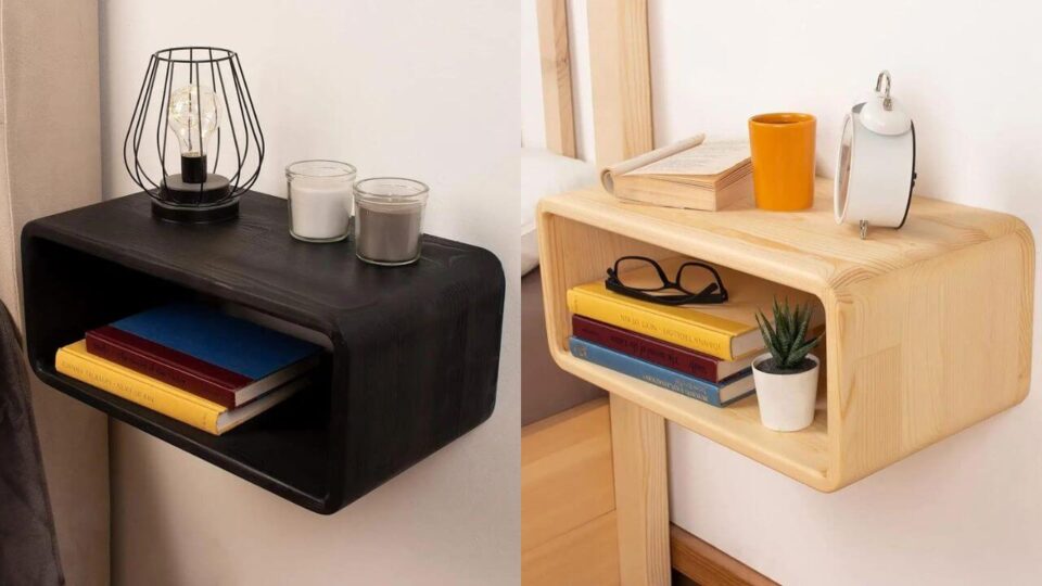 Woodches Floating Nightstand Creates a Stylish and Practical Storage Solution to Utilize Space Efficiently