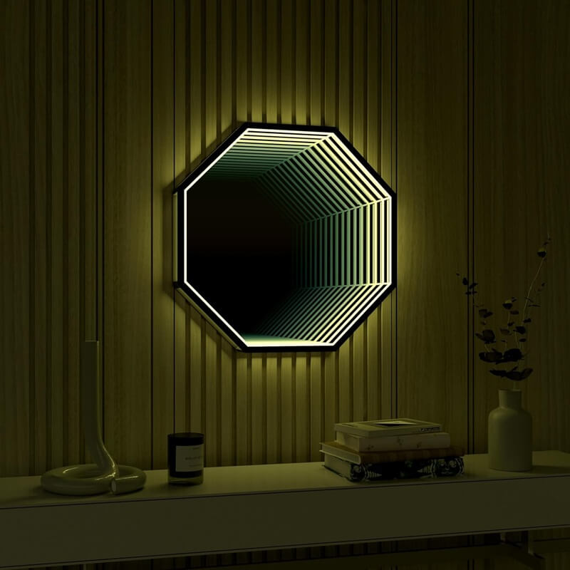 Ozarke 3D Octagon Infinity Mirror Creates the Perfect Ambiance for Your Home or Get Togethers with Friends & Family
