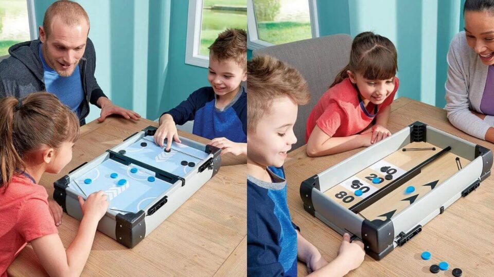 Franklin Sports Mini Tabletop Shuffleboard and Sling Puck 2-in-1 Game is Perfect for All Ages