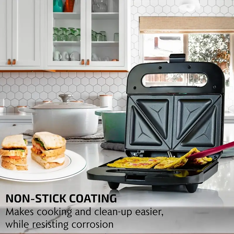 OVENTE Electric Sandwich Maker with Non-Stick Plates and Cool Touch Handle